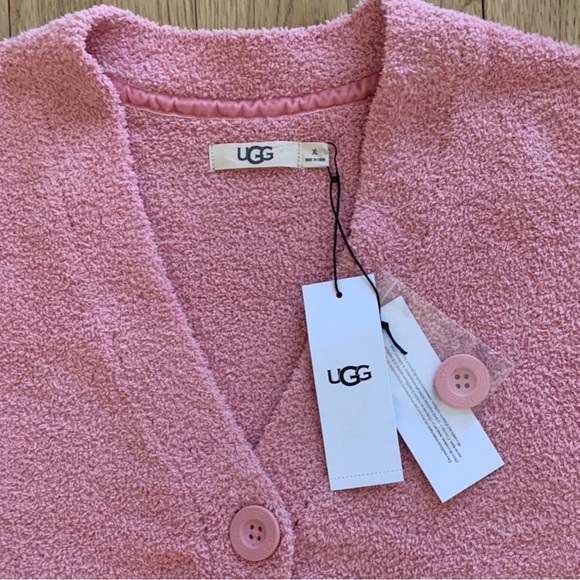 Ugg Cardigan Button Front Boxy Blush Pink Sweater Women’s Size XLarge NWT - Picture 8 of 12